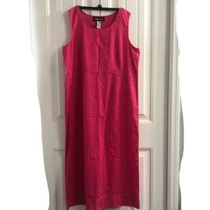Pink Linen Cotton Maxi Sheath Dress Size L